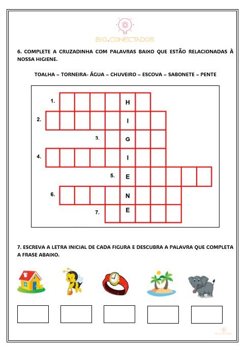 Higiene pessoal atividades educação infantil