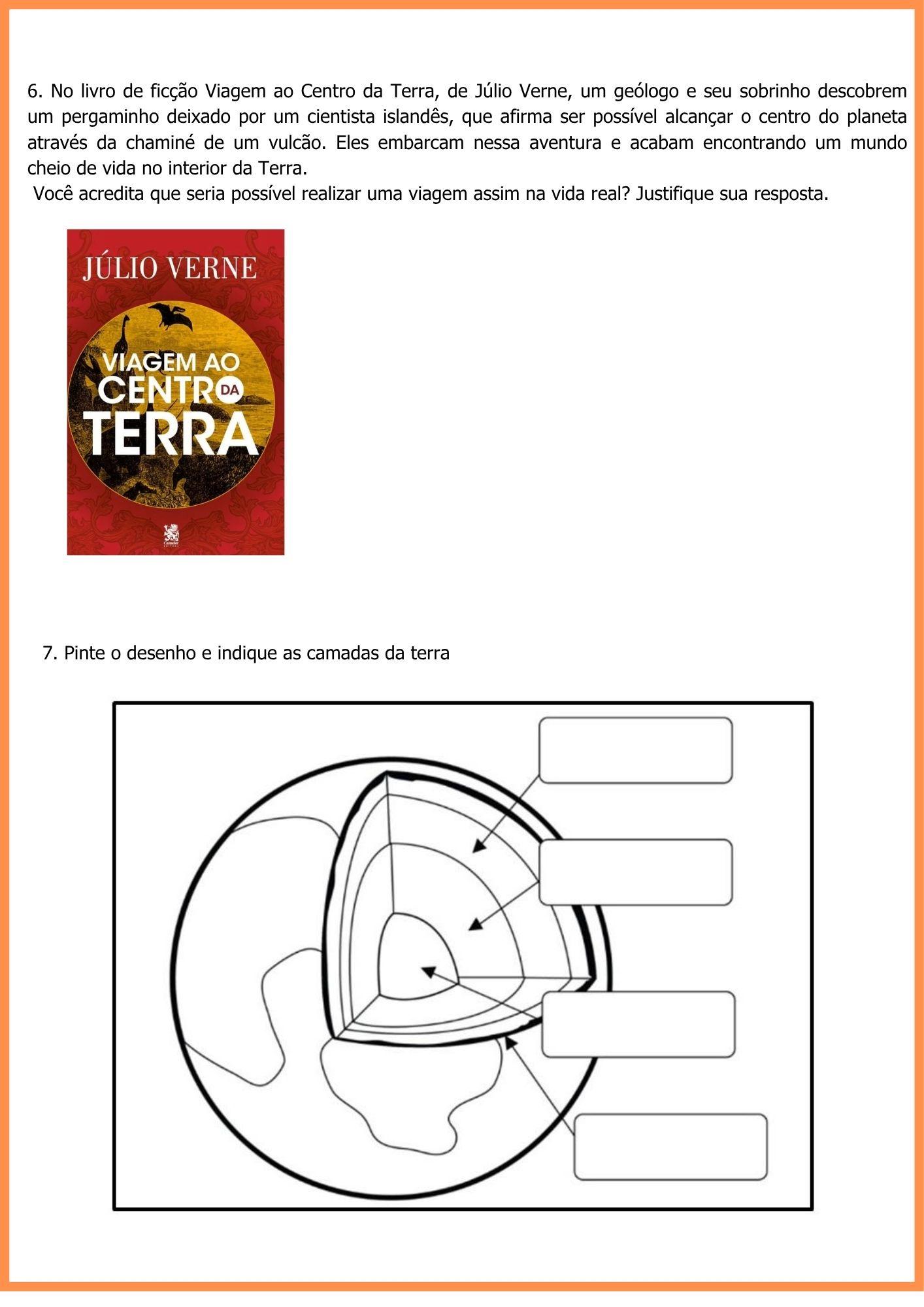 AS CAMADAS DA TERRA: ATIVIDADES