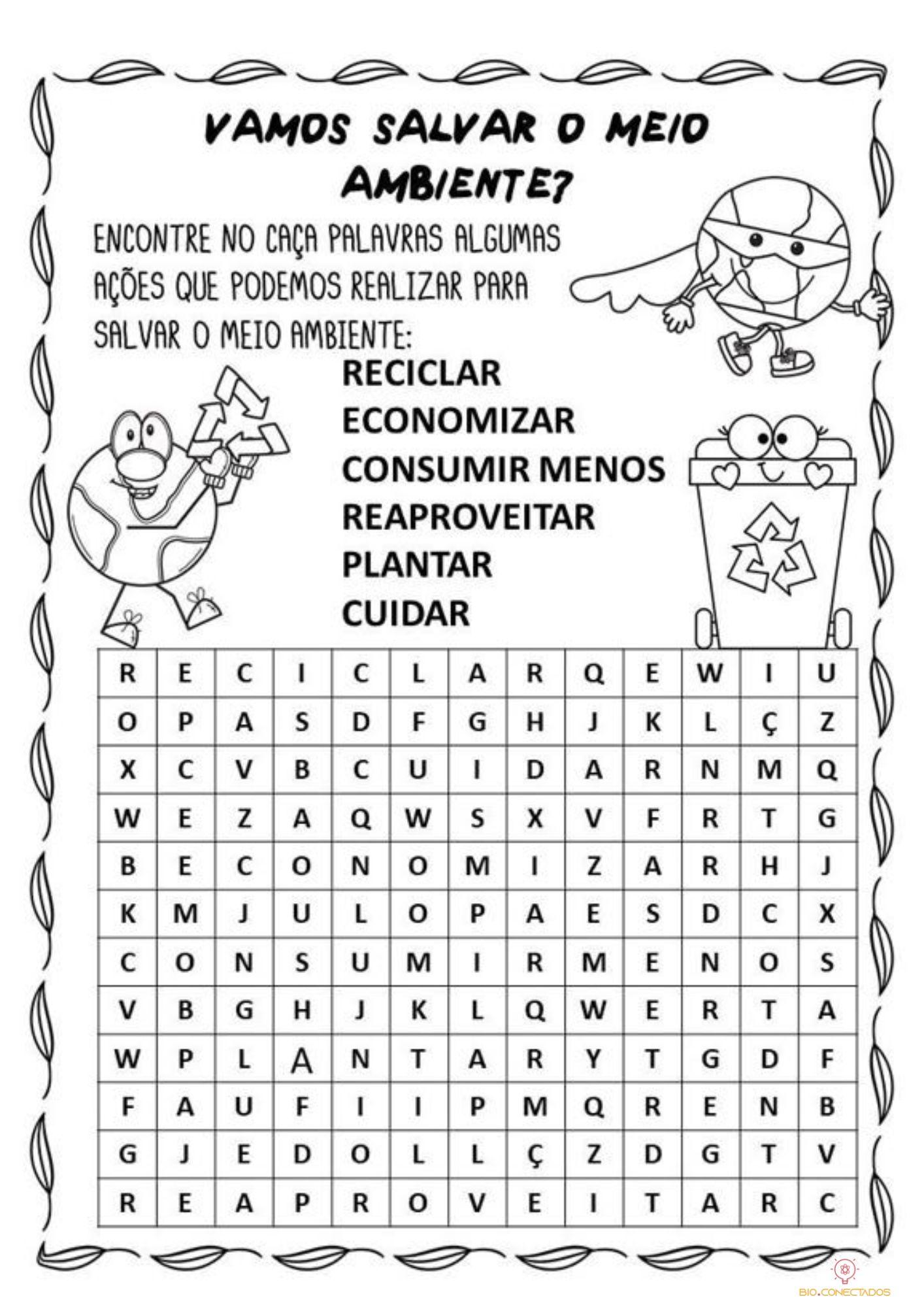 CAÇA-PALAVRAS SOBRE RECICLAGEM