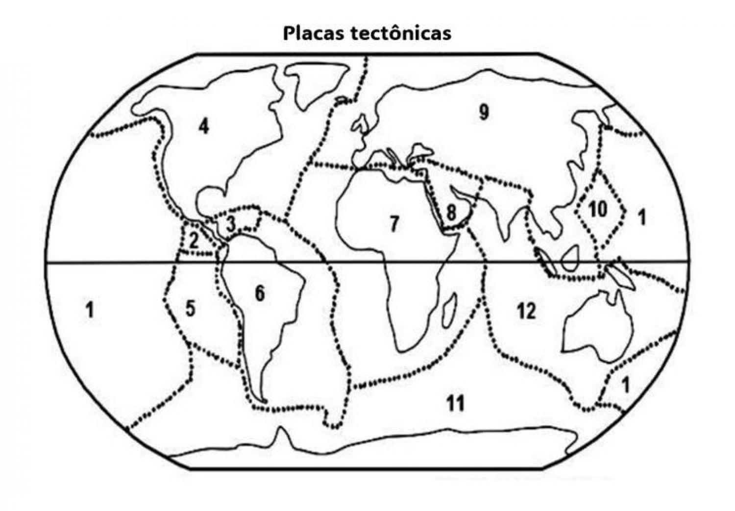  ATIVIDADES SOBRE PLACAS TECTÔNICAS - MAPA PARA COLORIR